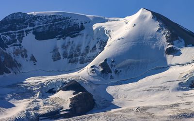 Closeup of snow and ice on Mt Athabasca in the Jasper NP Icefield