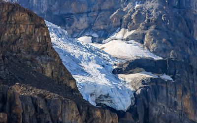 Arm of the Columbia Icefield above the Athabasca Glacier in the Jasper NP Icefield