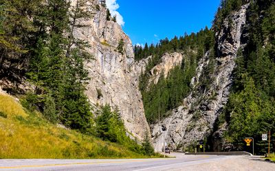 Cliffs along the road into Radium Hot Springs in Kootenay NP