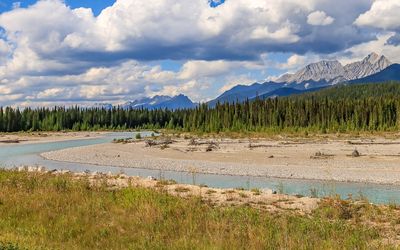 The Kootenay River with Mount Selkirk in the distance in Kootenay NP