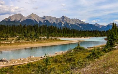 Mountains as seen over the Kootenay River in Kootenay NP