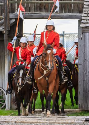North-West Mounted Police (NWMP) enter the courtyard in Fort Macleod