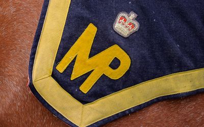 Symbol for NWMP on saddle blanket in Fort Macleod