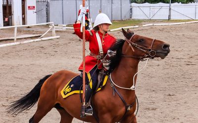 NWMP member circles the arena in Fort Macleod