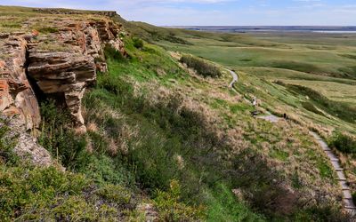 View of the Head-Smashed-In Buffalo Jump kill site in Buffalo Jump WHS