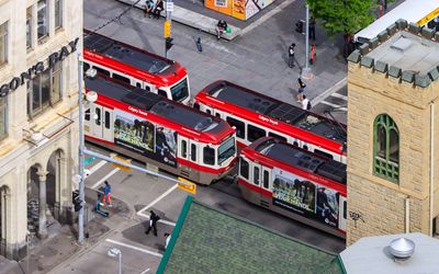 Calgary Transit as seen from the Calgary Tower in Calgary