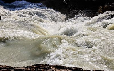 The turbulent Kicking Horse River before it flows through the Natural Bridge in Yoho NP