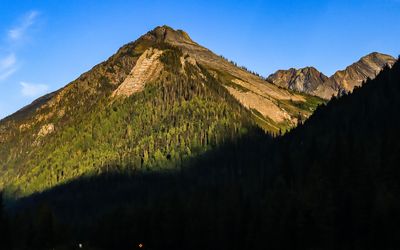 Early morning light on a mountain in Glacier NP