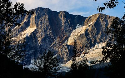 Mountainous glacier covered peaks in Glacier NP