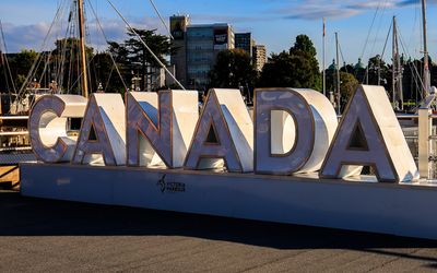 The Canada sign at the inner Victoria Harbor in Victoria BC