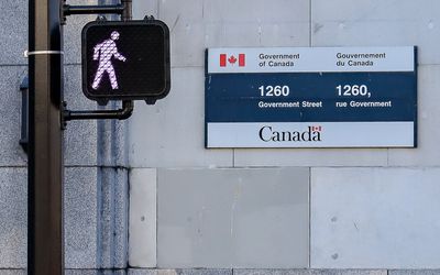 Government Street sign in English and French in Victoria BC