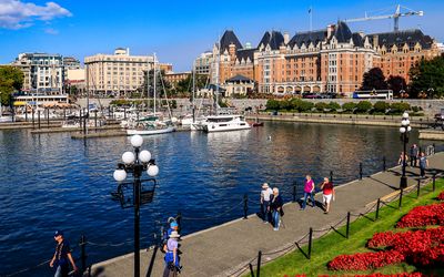 Victoria Harbor and the Empress Hotel in Victoria BC