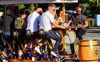 Self-propelled pub crawl vehicle in Victoria BC