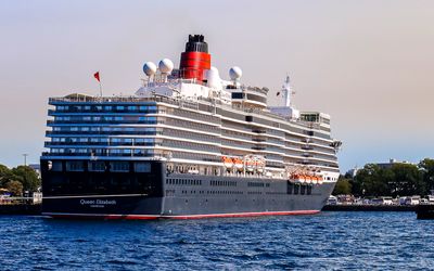 The Queen Elizabeth docked in Victoria Harbor as seen on the Whale Watching Tour