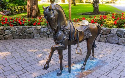 Carousel Horse on display in Butchart Gardens