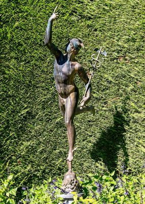 Statue of Mercury in the Italian Garden in Butchart Gardens