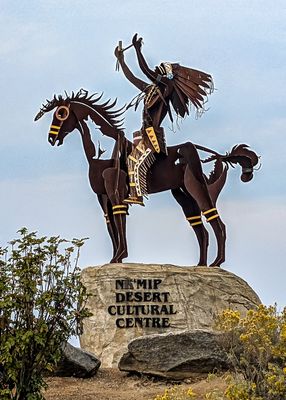 Statue at the entrance to the NkMip Desert Cultural Centre 