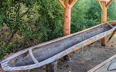 Canoe carved from a tree trunk at the NkMip Desert Cultural Centre