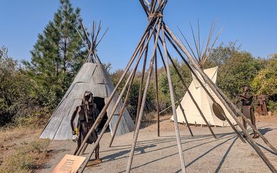 Tipis in the reconstructed village at the NkMip Desert Cultural Centre