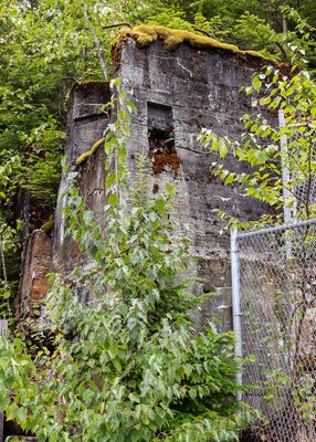 Foundation for the second mine mill at the Britannia Mine National Historic Site
