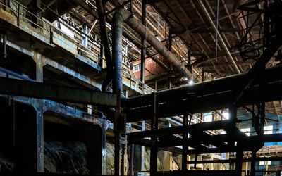 Interior of the lower levels of the Mill at the Britannia Mine National Historic Site