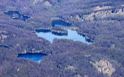 Dorthy Lake as seen from Whistlers Mountain in Jasper National Park