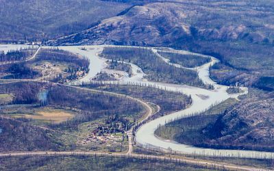 The Athabasca River as seen from Whistlers Mountain in Jasper National Park
