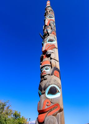 Closeup of the Totem Pole in Jasper