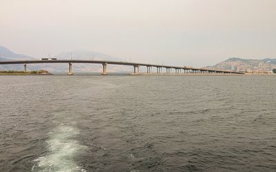 The William R. Bennett Pontoon Bridge in Okanagan Lake, British Columbia