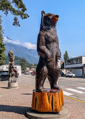 Carvings in the square in Hope, British Columbia