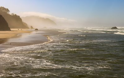 View along the coast at Hug Point on the Oregon Coast