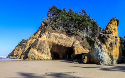 Rock formations near the falls at Hug Point on the Oregon Coast