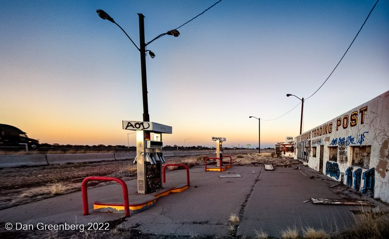 Dusk at a Deserted Gas Station
