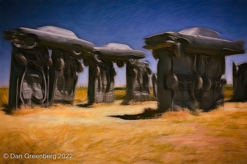 A Windy Day at Carhenge
