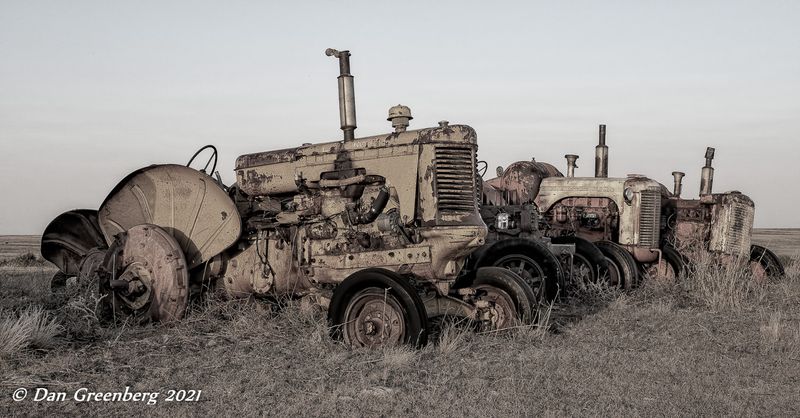 Three Old Tractors