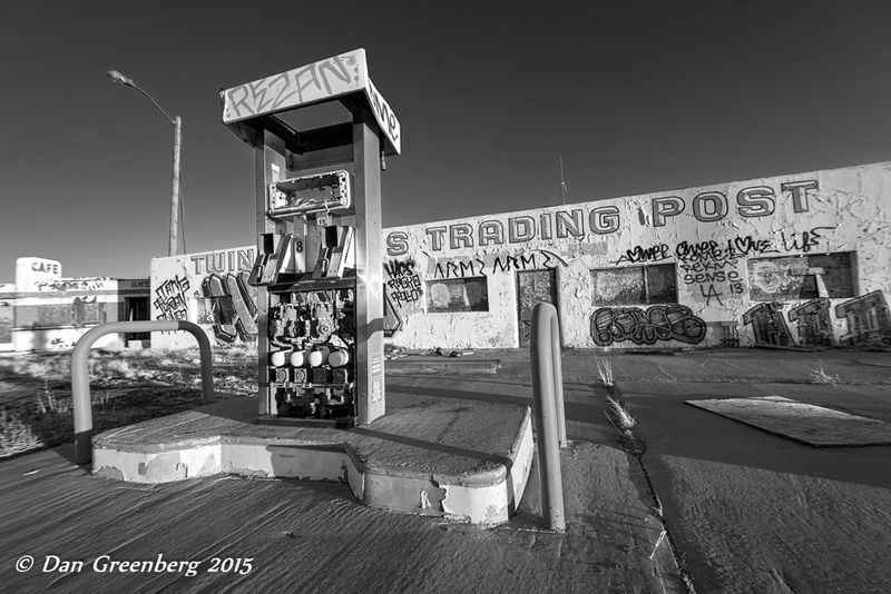 Old Gas Pump and Ruins