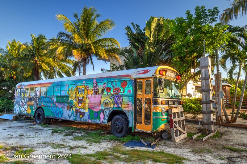 Broken Down Bus with Fun Mural