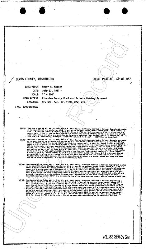 Short Plat SP-81-037 AFN 892176 Page 1 of 3
