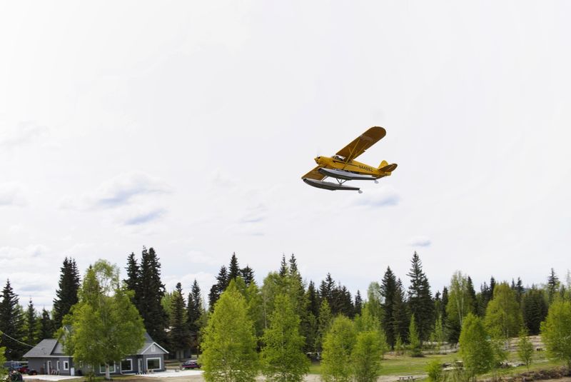 Sea plane taking off next to our tour boat on the Chena River