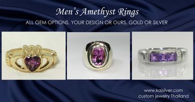 Amethyst Rings For Men, Custom Rings For Men Gold Or Silver