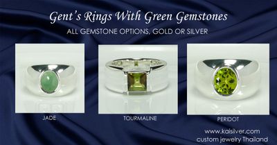 Green Stone Gents Rings, Kaisilver Custom Gents Ring Gold Or Silver
