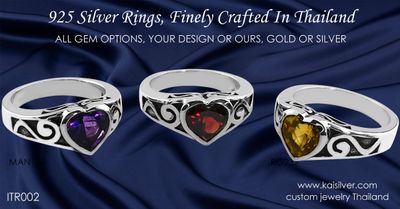 Silver Rings Fine Craftsmanship From Thailand, All Gemstone Options 