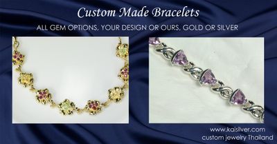 Silver Bracelets, Finely Crafted Custom Made All Gem Options 