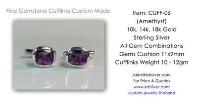 Gemstone Cufflinks Finely Handcrafted Gold Or Silver  [Cuff06] 