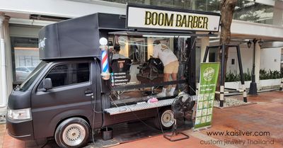 Barber In Van, Mobile Barber On Silom Road Bangkok Thailand 