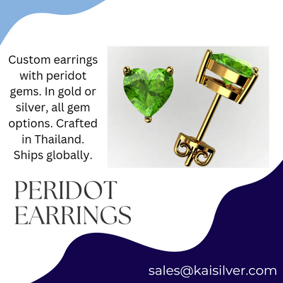 Earrings With Peridot Gemstones - Kaisilver Thailand Ships Globally 