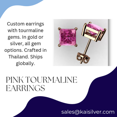 Tourmaline Earrings, Pink Tourmaline Gemstones  Kaisilver Thailand