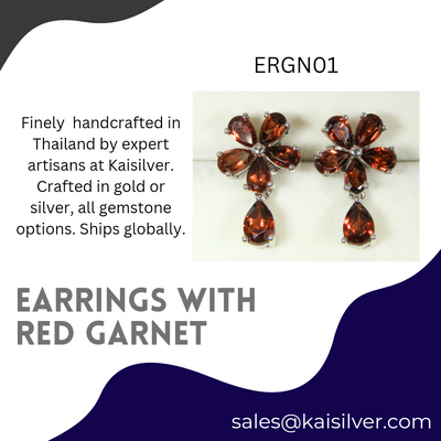 Garnet Gemstone Earrings, Custom Made Earrings In Gold Or Silver 