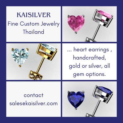 Heart Earrings In Gold Or Silver, All Heart Gemstone Options