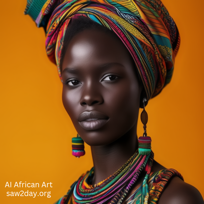 African Woman, Digita Art Using AI Image Visualization Algorithms 
